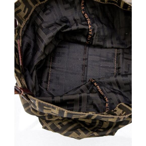 Fendi FF Logo Zucca Bag Shoulder Strap Tote Purse Brown Black Canvas Monogram - Picture 6 of 9